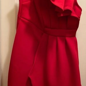 Pretty in Red one shoulder party dress